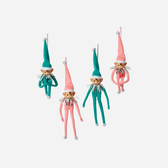 Elf Ornament - Pink/Teal