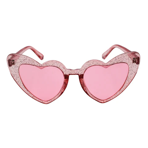 Pink Heart Glitter Sunglasses