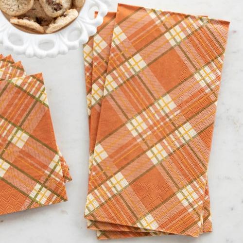 Orange Plaid Guest Towel