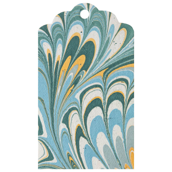 Load image into Gallery viewer, Blue &amp;amp; Gold Peacock Marbled Gift Tags
