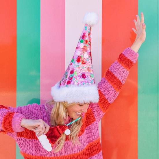 Pink Confetti Santa Hat