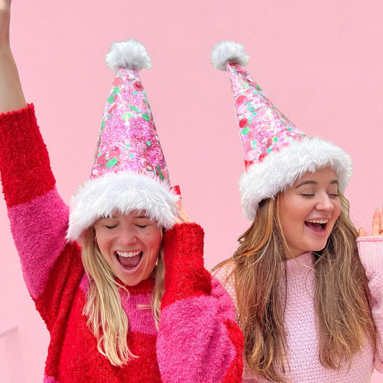 Pink Confetti Santa Hat