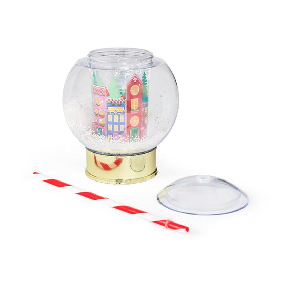 Holiday Village Snow Globe Novelty Sipper