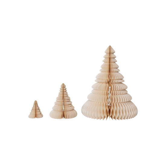 Folding Honeycomb Trees, Cream Set of 3