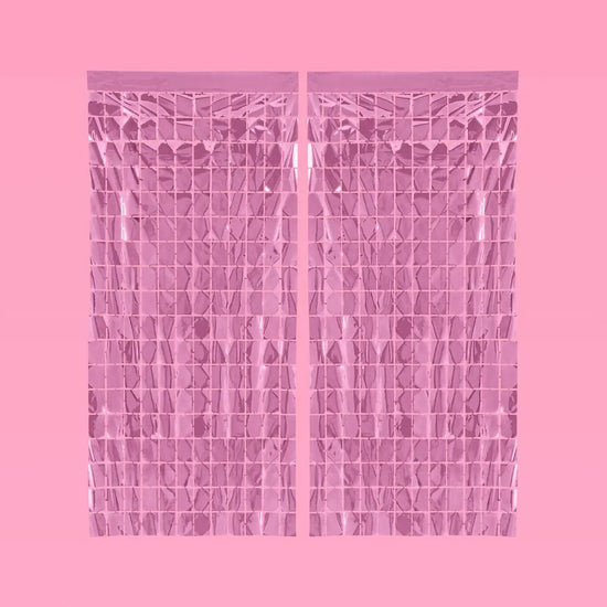Pink Foil Grid Party Curtain