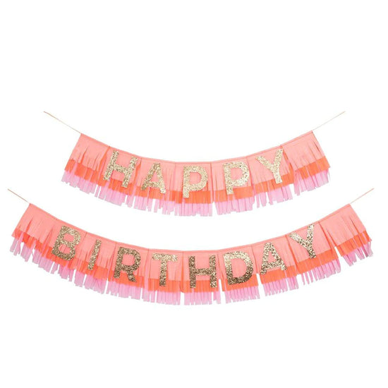Load image into Gallery viewer, Pink Happy Birthday Fringe Garland

