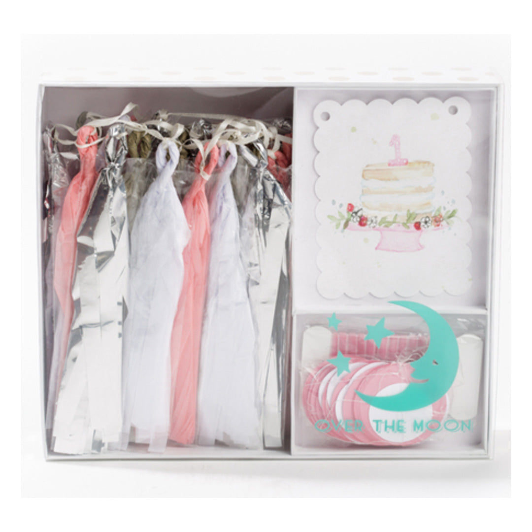 Pink "ONE" Birthday Banner Kit