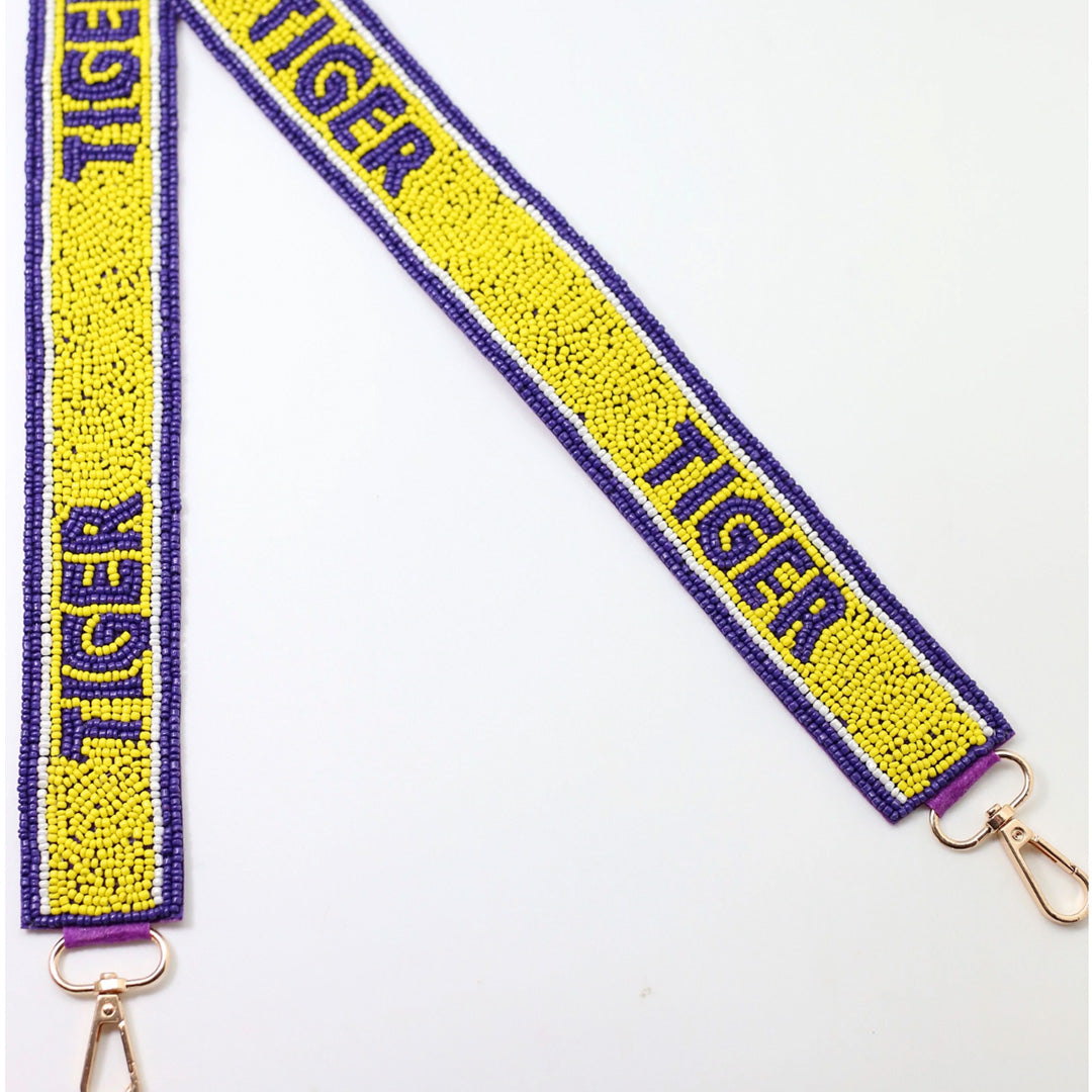 Load image into Gallery viewer, Purple and Yellow Tiger Bag Strap
