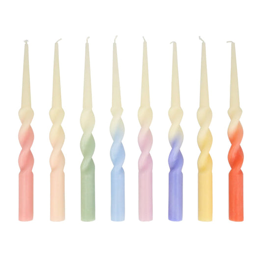 Rainbow Twisted Dipped Taper Candles