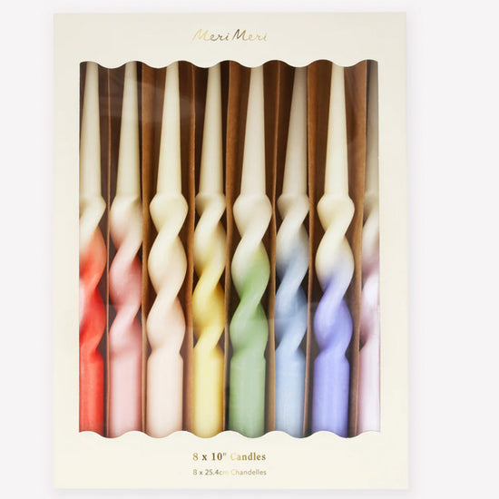 Rainbow Twisted Dipped Taper Candles