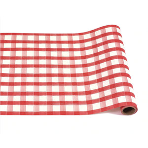 Red Painted Check Table Runner