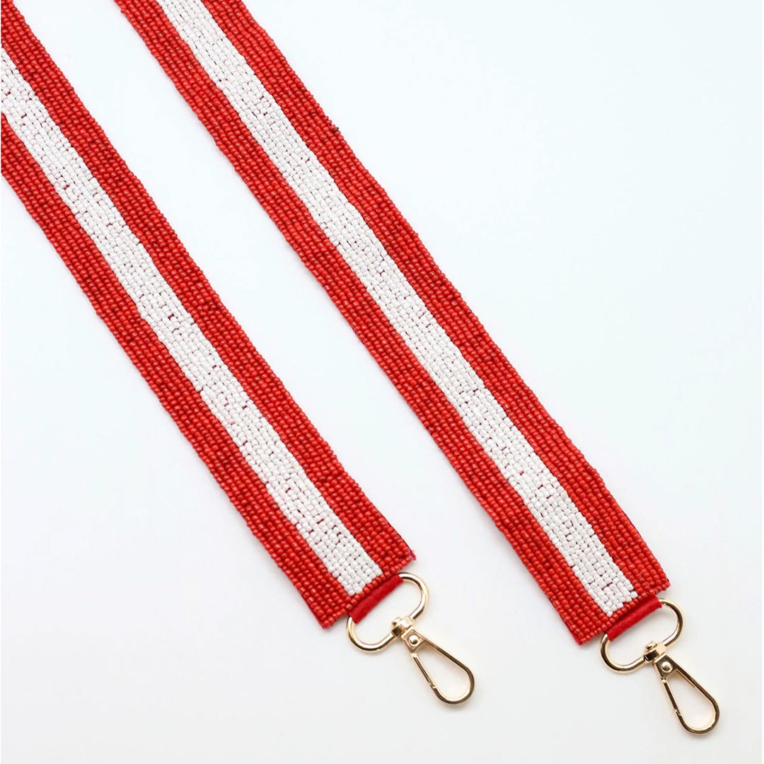 Load image into Gallery viewer, Red and White Stripe Bag Strap
