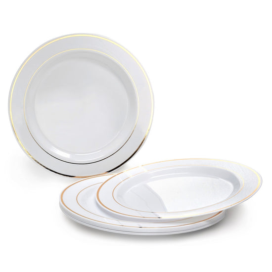 Round White and Gold Dessert Plate