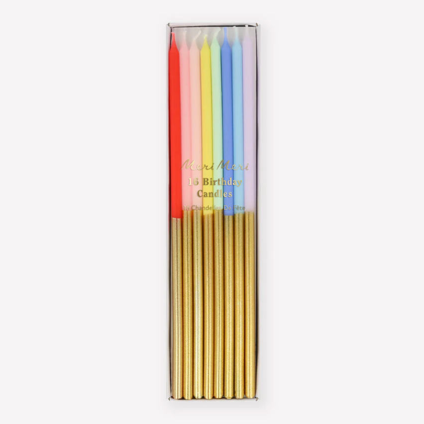 Load image into Gallery viewer, Gold Dipped Rainbow Mixed Candles

