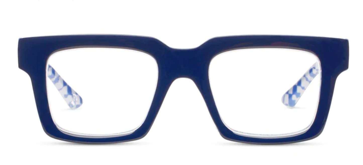 Load image into Gallery viewer, Louie Peepers Reading Glasses -- Navy/Check
