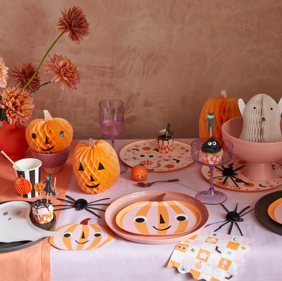 Pink & Orange Stripy Pumpkin Plates