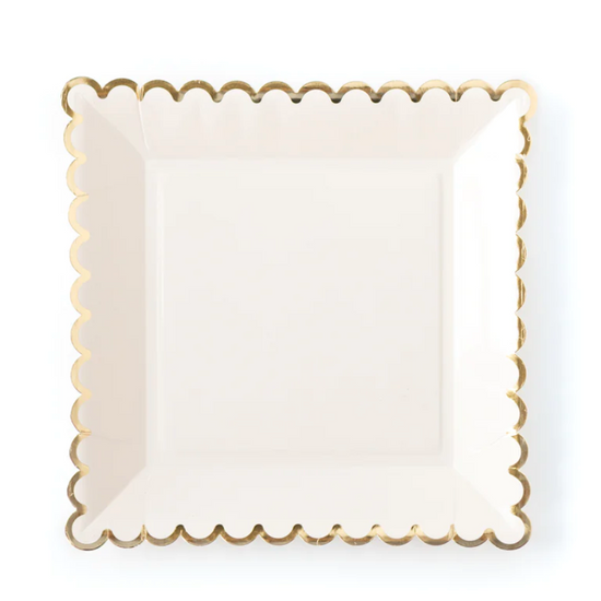 Basic Scalloped Cream Dinner Plates