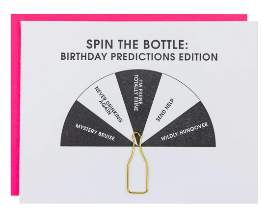 Birthday Predictions Spin the Bottle Card