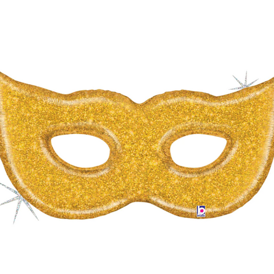 51" Gold Glitter Mask Mylar Balloon