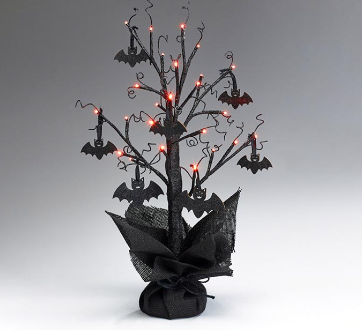 Light Up Tree with Black Bats