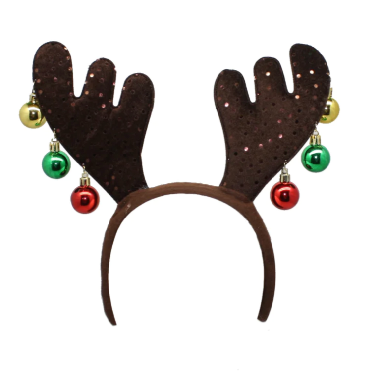 Reindeer Antler Headband with Ornaments