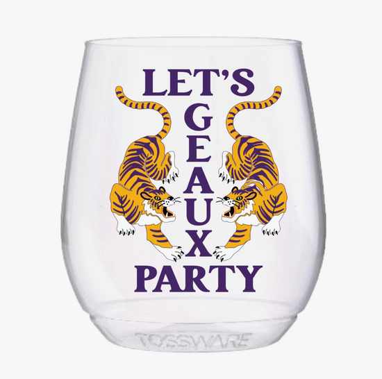 Let's Geaux Party Tigers 14oz Stemless Wine Tossware