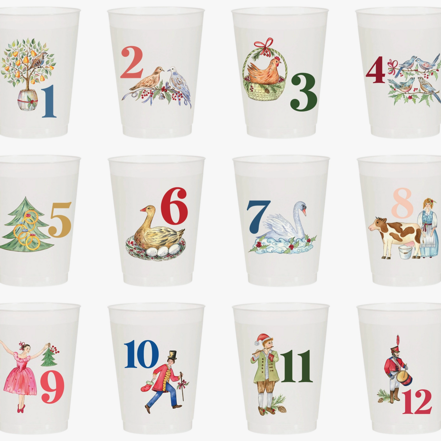12 Days of Christmas Frosted Cups