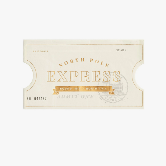 North Pole Express Ticket Shaped Guest Napkin
