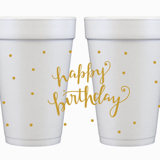 Happy Birthday Dot Wrap Styrofoam Cups