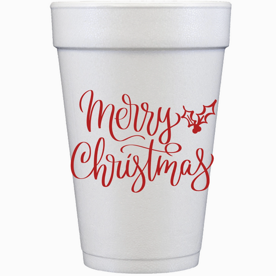 Load image into Gallery viewer, Merry Christmas Handletter Styrofoam Cup
