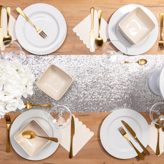 Load image into Gallery viewer, Silver Glitter Table Runner
