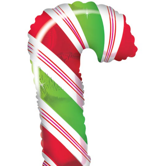 Load image into Gallery viewer, 35&amp;quot; Red White and Green Candy Cane Mylar Balloon
