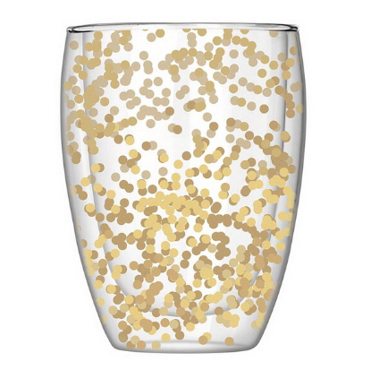 Load image into Gallery viewer, Double-Wall Wine Glass - Gold Confetti
