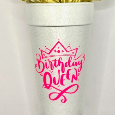Birthday Queen Foam Cups