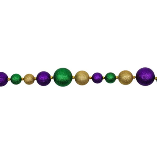 Load image into Gallery viewer, Mixed Mardi Gras Glitter Ball Garland 6&amp;#39;
