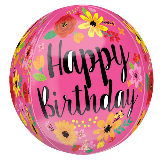 Load image into Gallery viewer, 16&amp;quot; HBD Pink Floral Orbz
