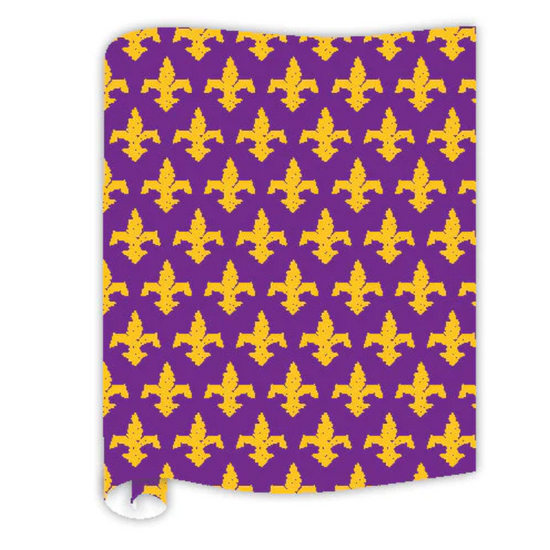 Load image into Gallery viewer, Purple and Gold Fleur de Lis Table Runner
