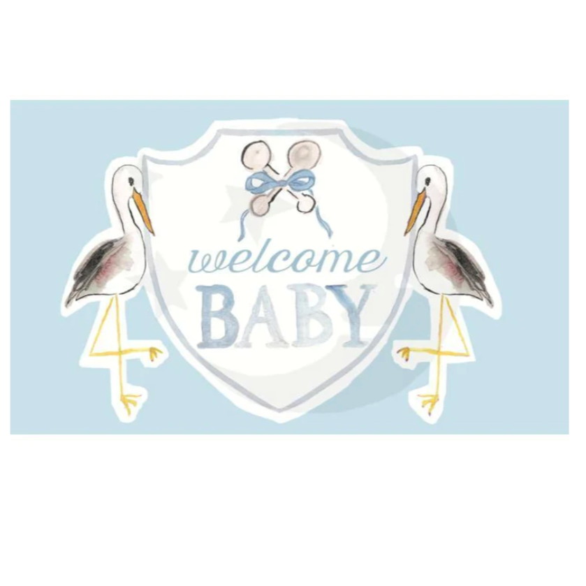"Welcome Baby" Blue Stork Flag