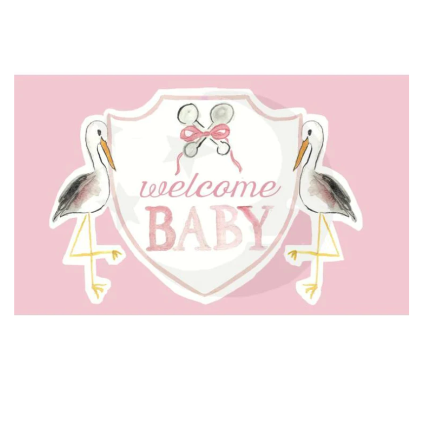 "Welcome Baby" Pink Stork Flag