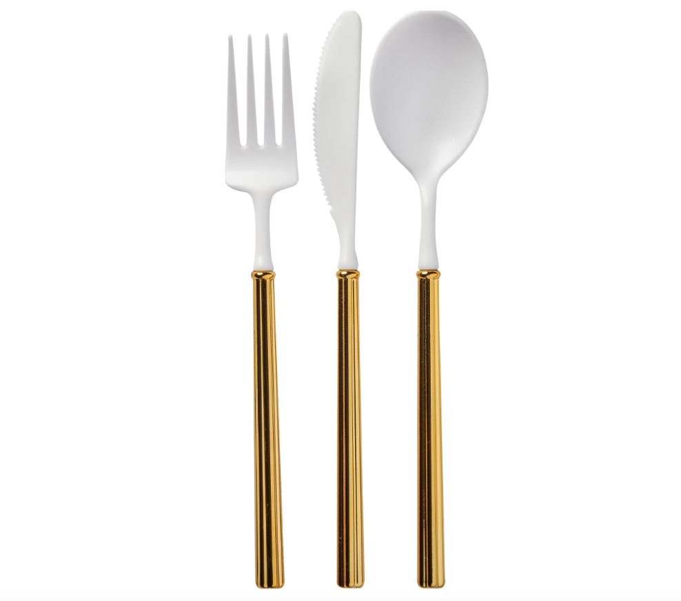 White & Gold Cutlery Set