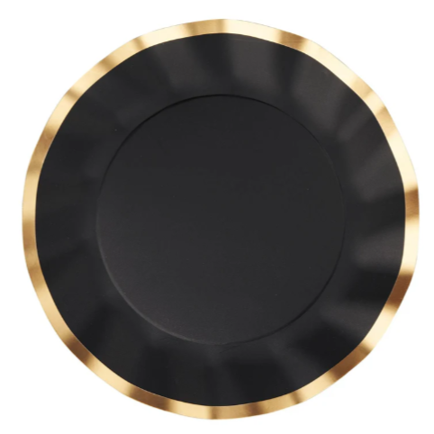 Black and Gold Wavy Salad Plate