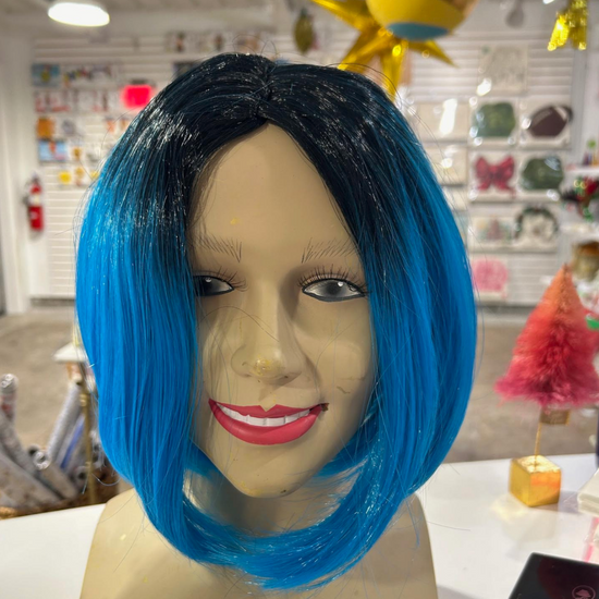 Bright Blue Ombre Bob Wig