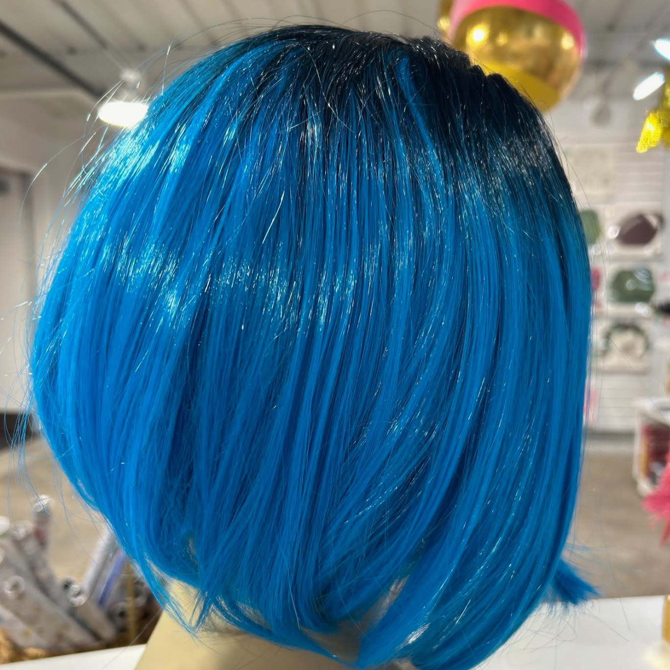 Bright Blue Ombre Bob Wig