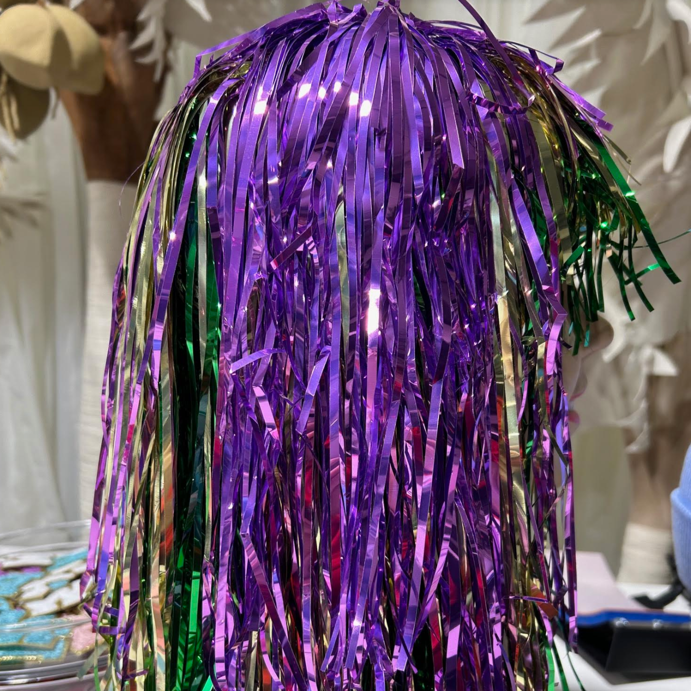 Load image into Gallery viewer, Mardi Gras Tinsel Wig
