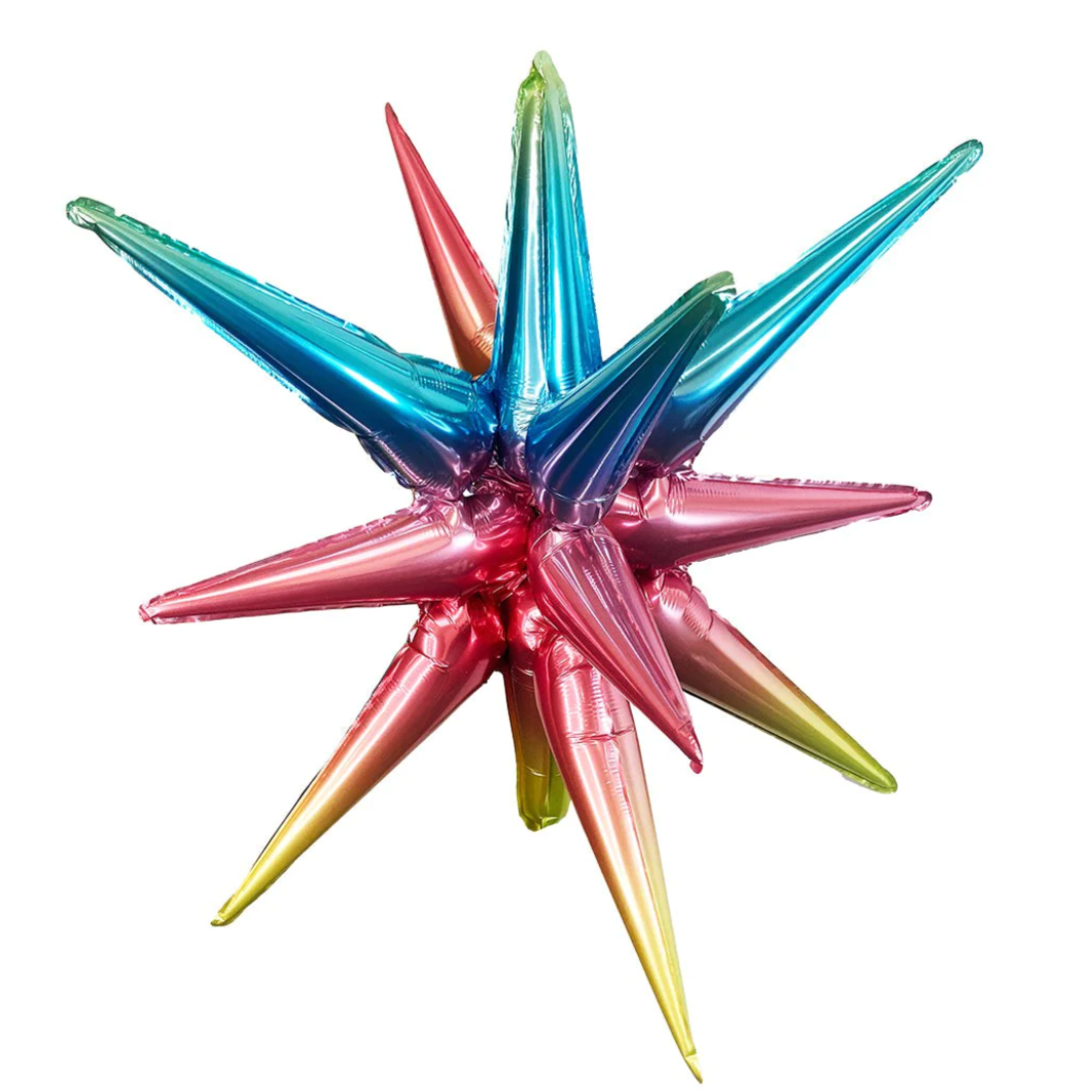 Load image into Gallery viewer, 22&amp;quot; Starburst Metallic Rainbow Ombre Balloon
