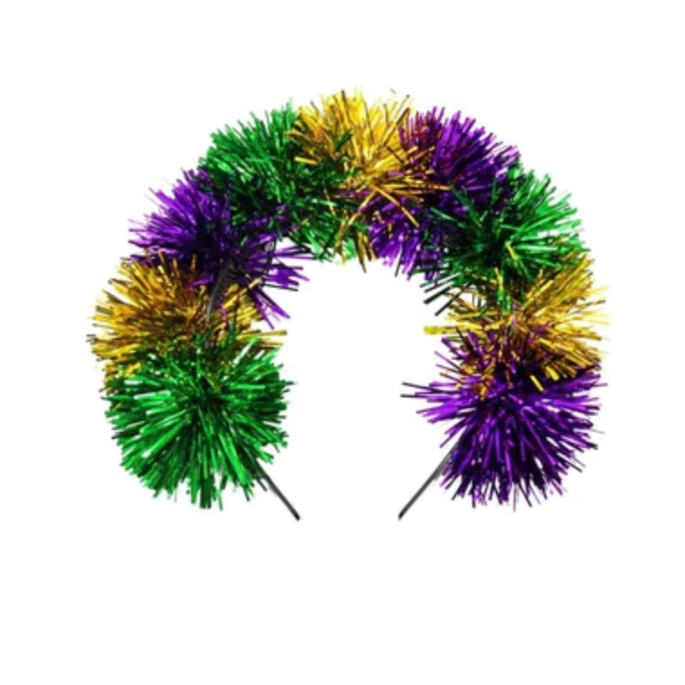 Load image into Gallery viewer, Purple, Green and Gold Mardi Gras Pom Pom Headband
