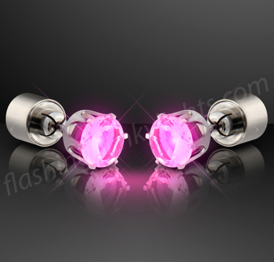 Pink LED Faux Diamond Pierced Earrings