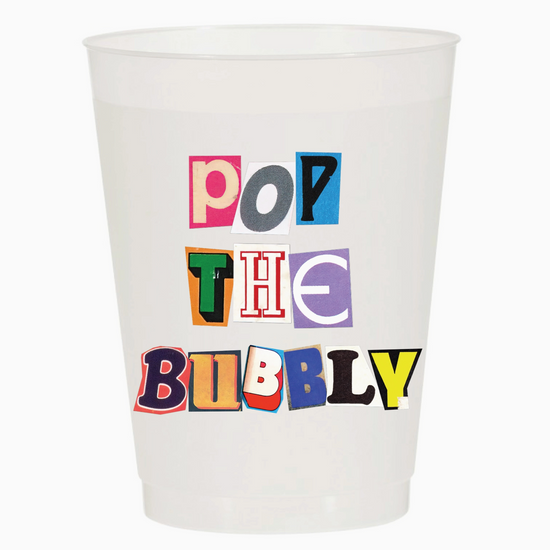 Load image into Gallery viewer, Pop the Bubbly Ransom Note Frosted Cups
