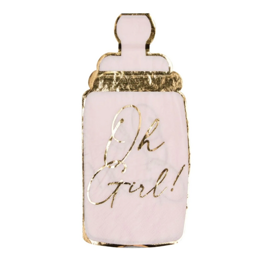 Baby Bottle Die Cut Guest Towel Hey Baby Pink