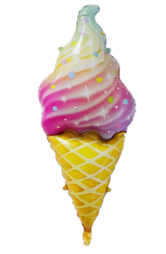 37" Rainbow Ice Cream Cone Mylar Balloon
